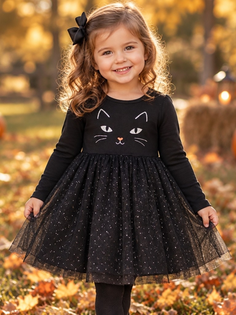 Carter's Black Cat Halloween Tulle Sparkle Dress Sz 4t